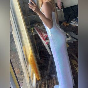 White Sequence Prom Dress